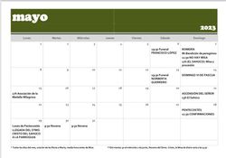Calendario de celebraciones en Mayo 