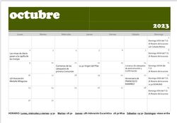 Calendario parroquial para Octubre 